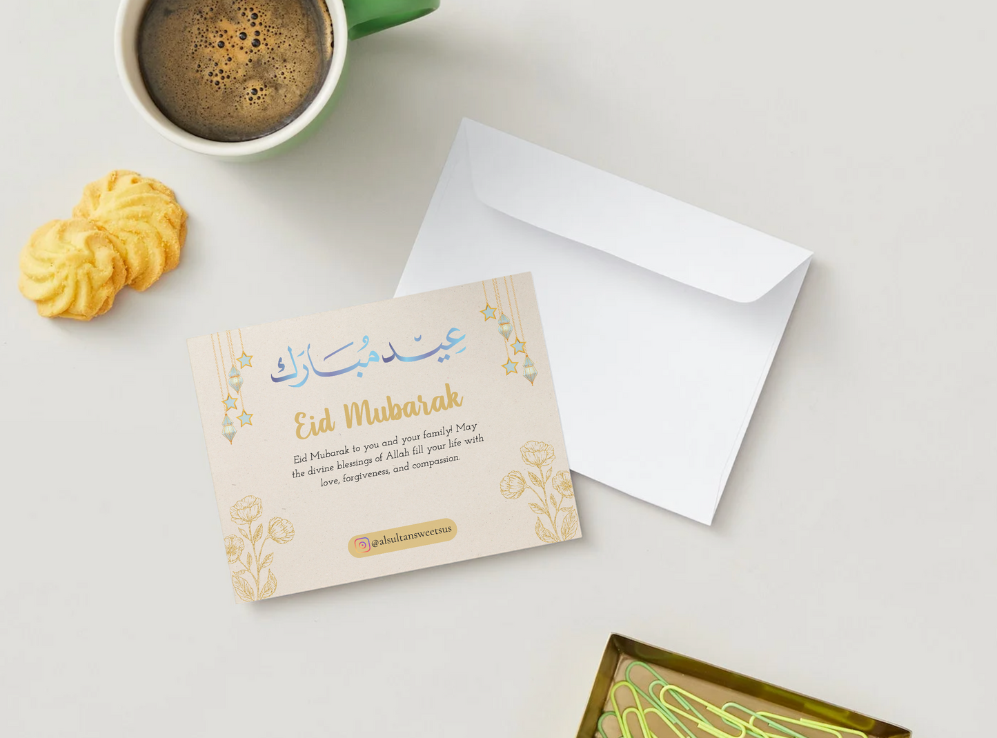 Eid Mubarak Greeting Card Happy Eid Islamic Card