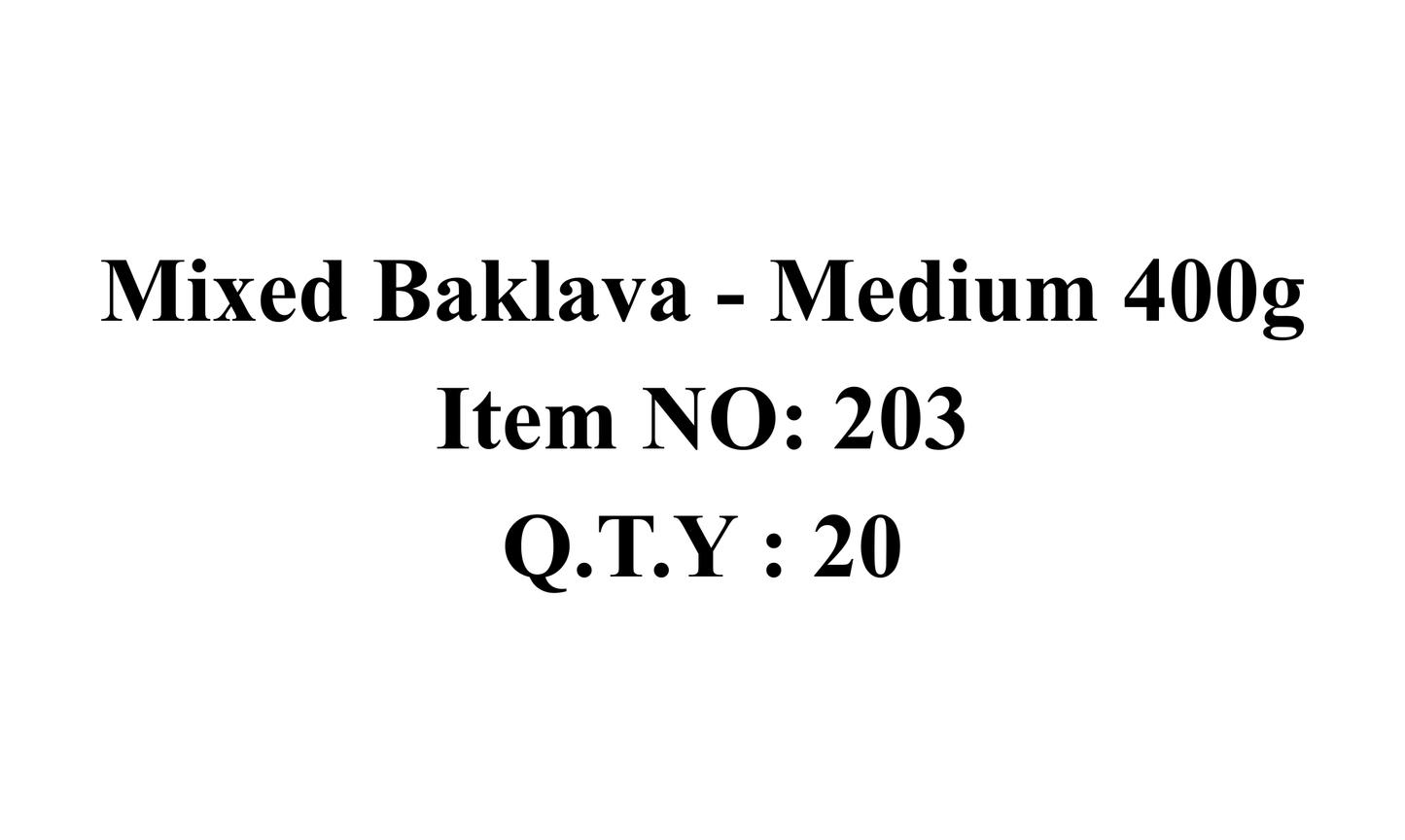 Assorted Baklava - Medium 400g (WS)